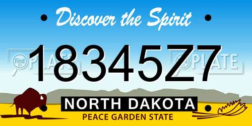 18345Z7 North Dakota License Plate