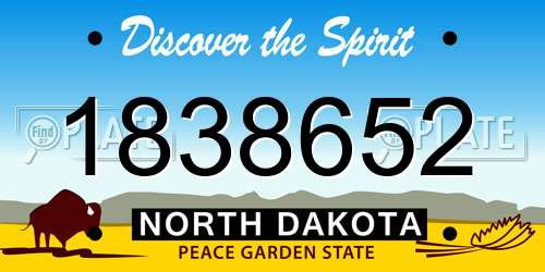1838652 North Dakota License Plate