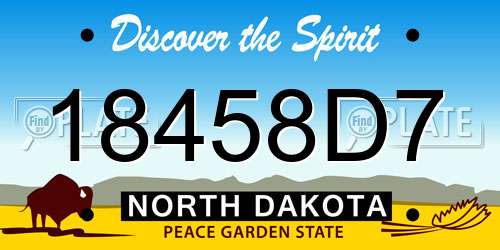 18458D7 North Dakota License Plate