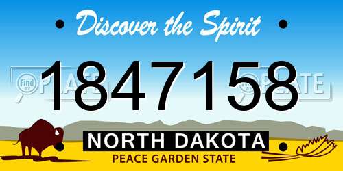 1847158 North Dakota License Plate