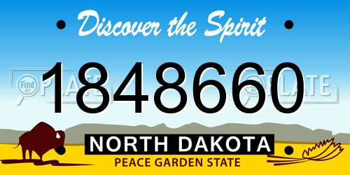 1848660 North Dakota License Plate