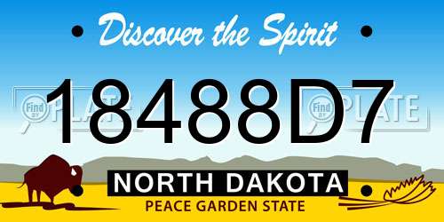 18488D7 North Dakota License Plate