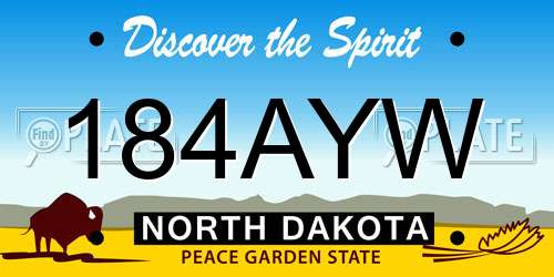 184AYW North Dakota License Plate