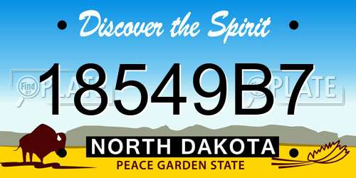 18549B7 North Dakota License Plate