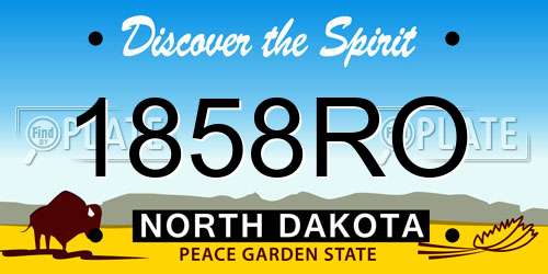 1858RO North Dakota License Plate