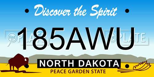 185AWU North Dakota License Plate