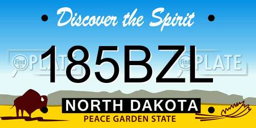 185BZL North Dakota License Plate