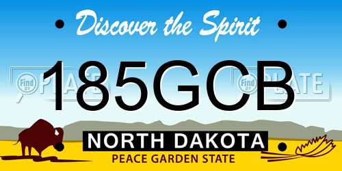 185GCB North Dakota License Plate