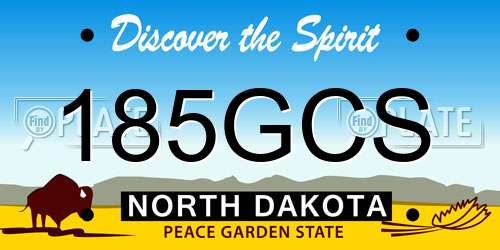 185GCS North Dakota License Plate