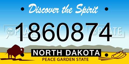 1860874 North Dakota License Plate