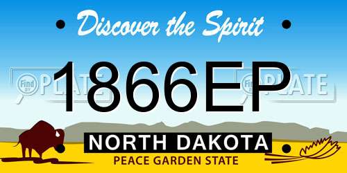 1866EP North Dakota License Plate