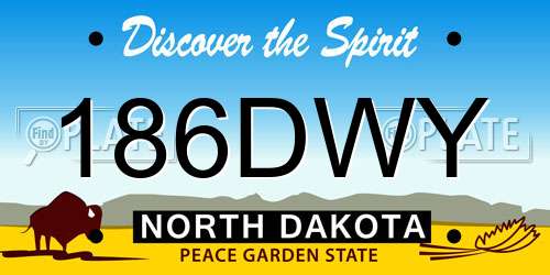 186DWY North Dakota License Plate