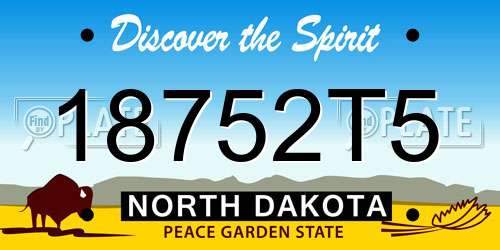 18752T5 North Dakota License Plate