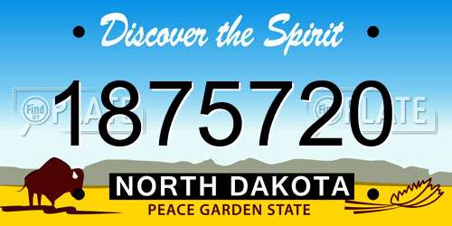 1875720 North Dakota License Plate