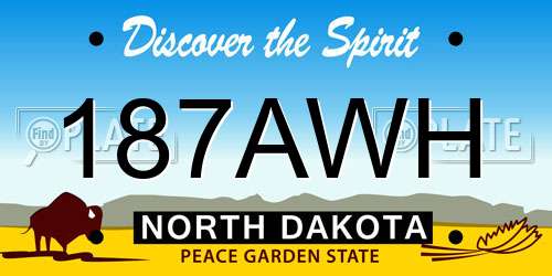 187AWH North Dakota License Plate