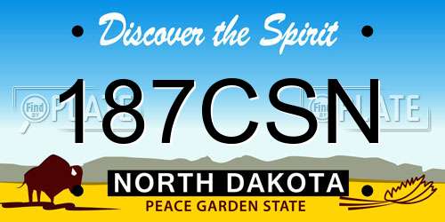 187CSN North Dakota License Plate
