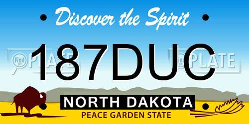 187DUC North Dakota License Plate