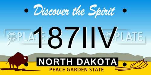 187IIV North Dakota License Plate