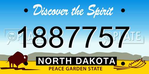 1887757 North Dakota License Plate