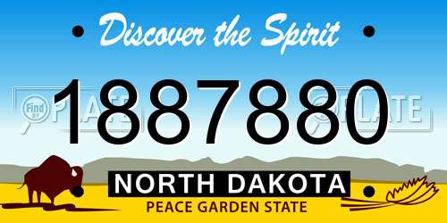 1887880 North Dakota License Plate