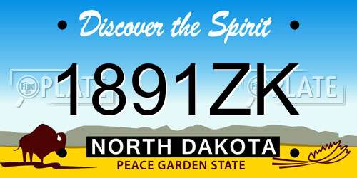 1891ZK North Dakota License Plate