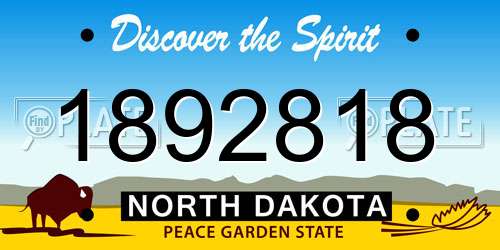 1892818 North Dakota License Plate
