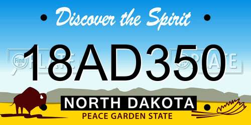18AD350 North Dakota License Plate