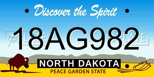 18AG982 North Dakota License Plate