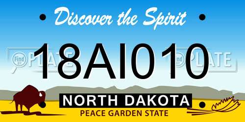 18AI010 North Dakota License Plate