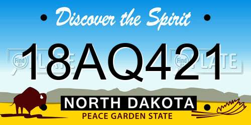 18AQ421 North Dakota License Plate