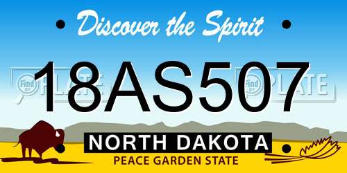 18AS507 North Dakota License Plate