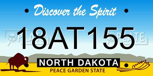 18AT155 North Dakota License Plate