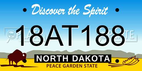 18AT188 North Dakota License Plate
