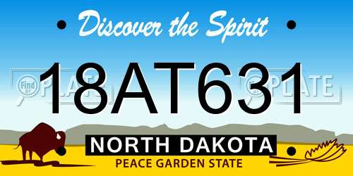 18AT631 North Dakota License Plate