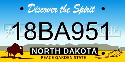 18BA951 North Dakota License Plate