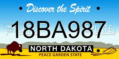 18BA987 North Dakota License Plate