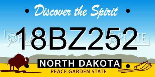 18BZ252 North Dakota License Plate