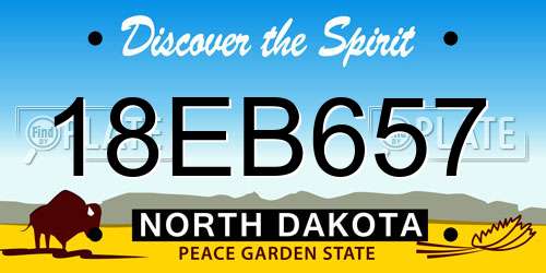 18EB657 North Dakota License Plate