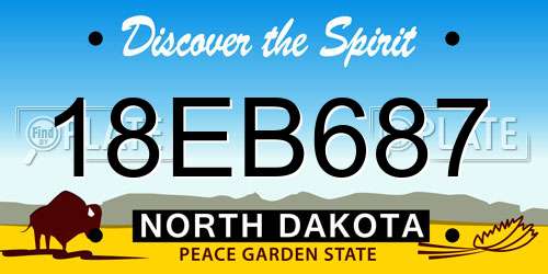 18EB687 North Dakota License Plate