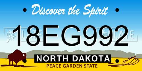 18EG992 North Dakota License Plate