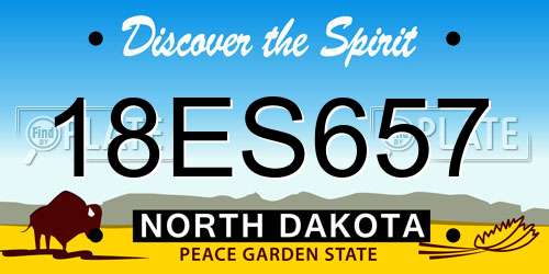 18ES657 North Dakota License Plate