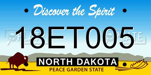 18ET005 North Dakota License Plate