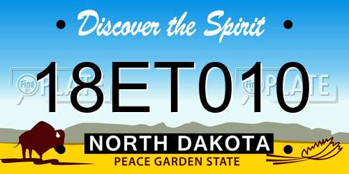 18ET010 North Dakota License Plate
