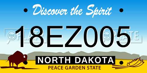 18EZ005 North Dakota License Plate