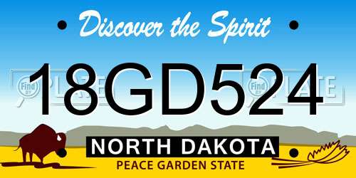 18GD524 North Dakota License Plate
