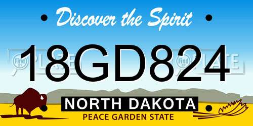 18GD824 North Dakota License Plate