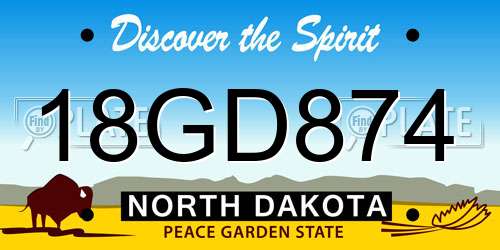 18GD874 North Dakota License Plate