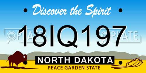 18IQ197 North Dakota License Plate