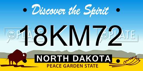 18KM72 North Dakota License Plate