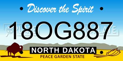 18OG887 North Dakota License Plate